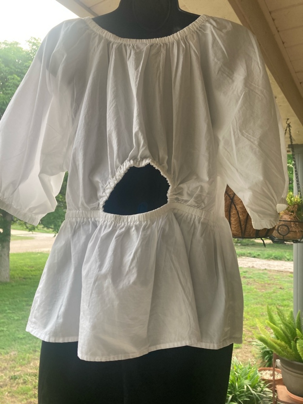 Old Navy White Peasant Peplum Blouse. P2P is 21”. - Picture 4 of 6